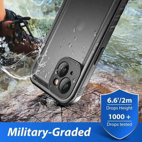 SPORTLINK Waterproof Case for iPhone 14, Full Body Heavy Duty Protection Full Sealed Cover Shockproof Dustproof Built-in Clear Screen Protector Ru...