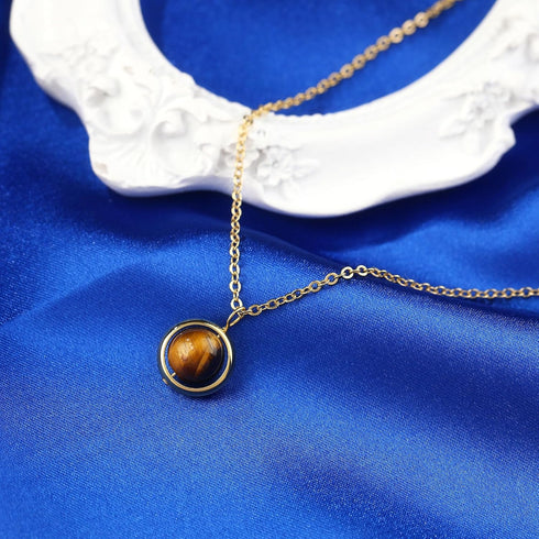 Dainty Healing Crystal Ball Lucky Bead Necklace 18K Gold Plated Chain for Women, Simple Rose Quartz Chakra Gemstone Beaded Necklaces...