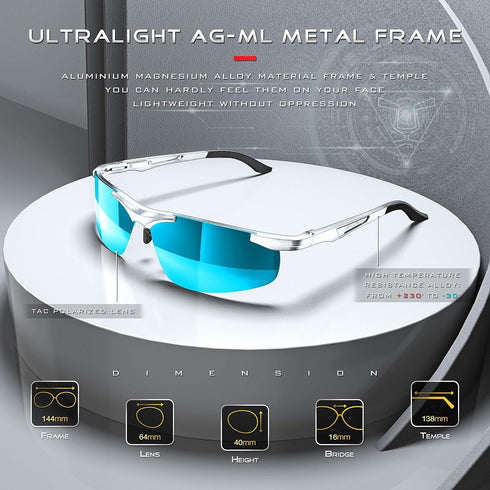 SIPLION Men's Sunglasses Polarized Sport Glasses for golf fishing driving Metal Frame Sun glasses...