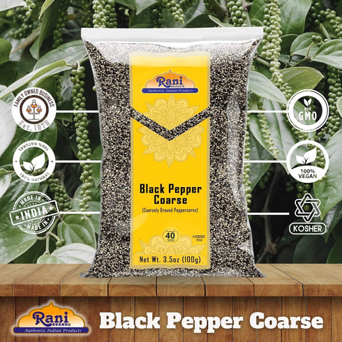 Rani Black Pepper Coarse Ground 28 Mesh (Table Grind) 3.5oz (100g) ~ All Natural | Vegan | Gluten Friendly | NON-GMO | Kosher | Product of Vietnam...