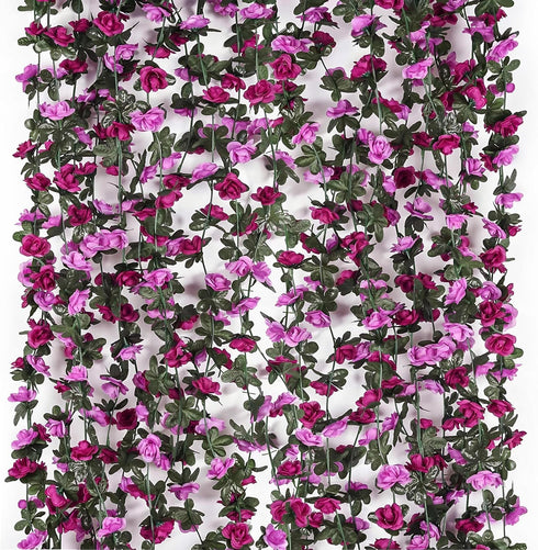 Miracliy 9Pcs 74FT Purple Flower Garland Artificial Rose Arch Vines Fake Spring Floral Garland for Flower Wall Backdrop Wedding Mothers Day Garden...