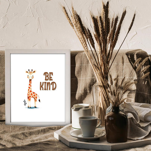 Posterizer 1 pcs-be kind-cute giraffe quote-Kids Room Art-Motivational & Inspirational Art-Gift for Daughter, Son, Kids-decor for nursery toddlers...