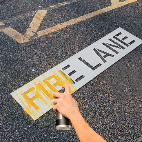 Fire Lane No Parking Stencil Set, 25.6x5.8" No Parking Template & 23.5x5.8" Fire Lane Stencil for Parking Lot Paint Templates Flexible Plastic Tra...