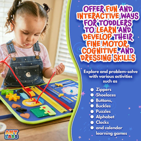 Montessori Busy Board for Toddlers - Educational Early Development Busy Book for 1-4 Year Olds - Sensory Board for Learning Numbers, Letters, and ...