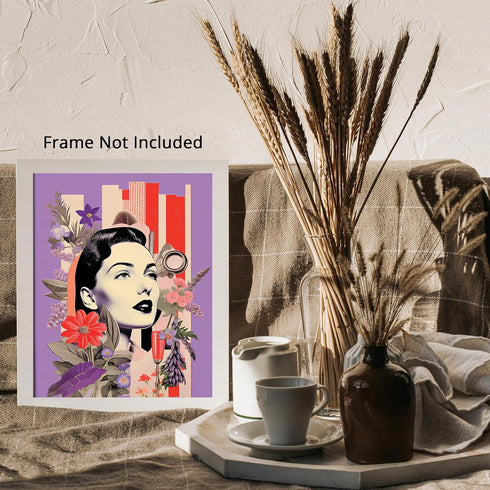 Posterizer 1 pcs-vintage woman collage with surreal elements-Retro Art-Abstract & Modern Art-Gift for Art Lovers-Gifts for Women- UNFRAMED Wall Ar...