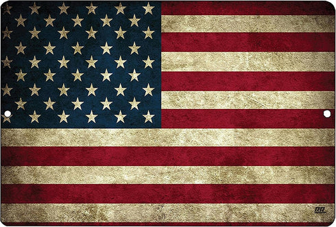 Rogue River Tactical USA American Flag Metal Tin Sign, 12x8 Inch, Wall Decor Man Cave Bar US United States Rustic...