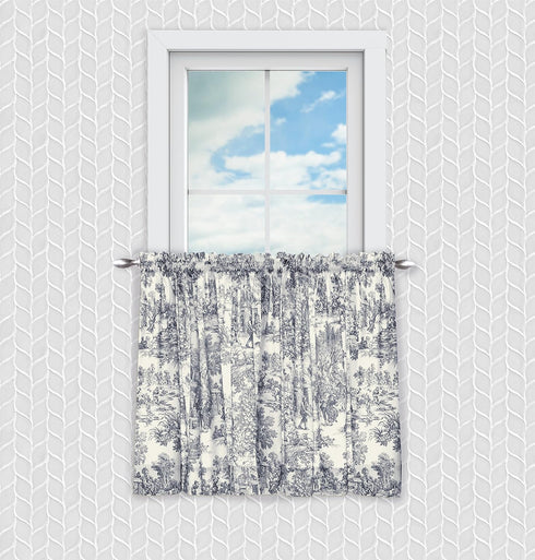 Victoria Park Toile 68-Inch-by-30 Inch Tailored Tier Curtains, Blue...