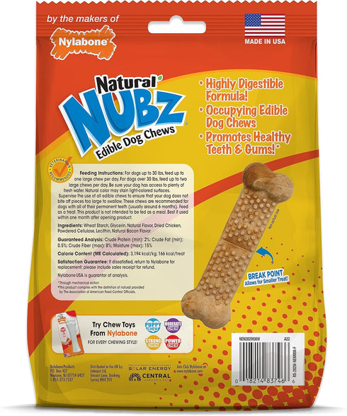 Nylabone Nubz Natural Edible Chew Treats for Dogs, Made in USA, Chicken Flavor, Large - Up to 50 lbs. (8 Count)...