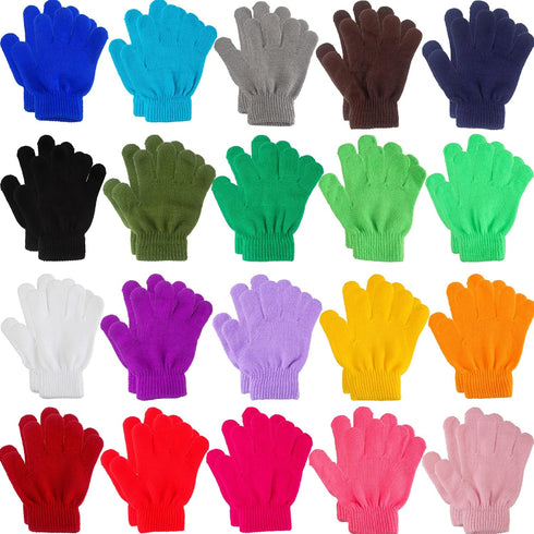 20 Pairs Kids Winter Gloves Knit Stretchy Gloves for Boy and Girl Students Class Prize Christmas Gifts...