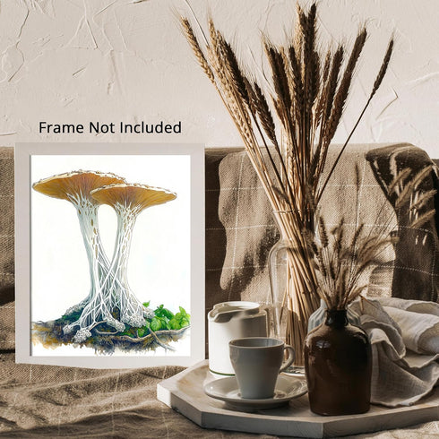 Posterizer 1 pcs-botanical illustration of two parasol mushrooms -2-Floral & Botanical Art-Teachers & Classrooms-Living Room Bedroom Decor- unfram...