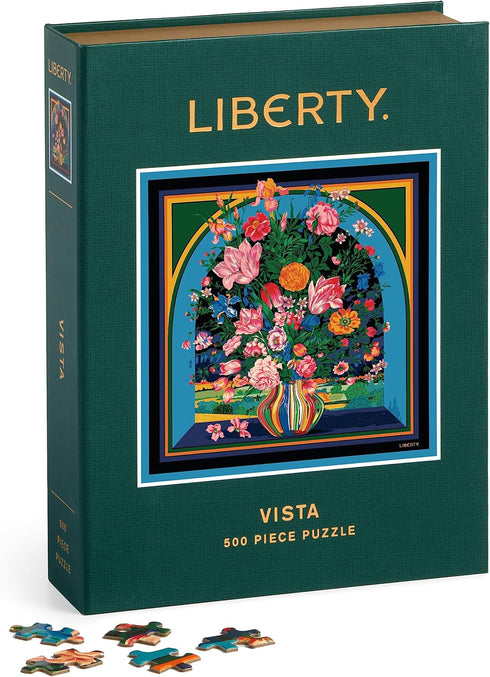 Galison Liberty Vista – 500 Piece Book Puzzle with Iconic Botanical Liberty Heirloom Print Artwork Packaged in Magnetic Keepsake Book Sized Box...