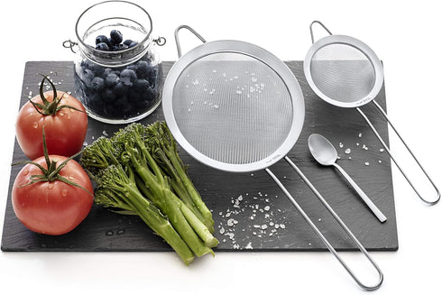 Strainer Set Fine Mesh – Premium 304 Stainless Steel (18/8) – 8?, 5.5? and 3.3? Sturdy Kitchen Strainers (Silver)...