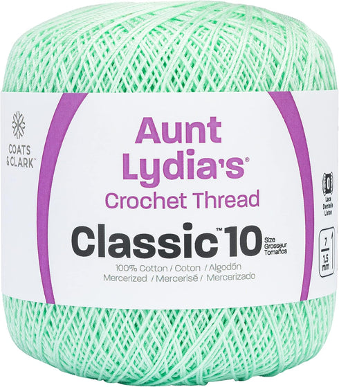 Coats Crochet Aunt Lydia's Crochet, Cotton Classic Size 10, Mint Green...