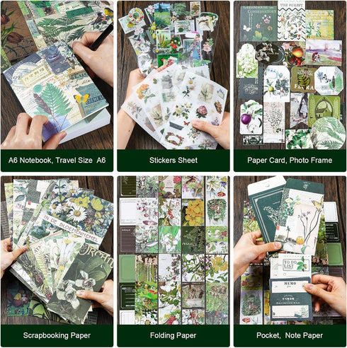 SIMNO Scrapbooking Supplies Kit, 351pcs Bullet Junk Journal Kit with Journaling Supplies, Vintage Aesthetic Scrapbook Paper A6 Grid Notebook, Scra...