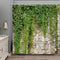 Stone Brick Wall Shower Curtain Green Leaves Garden Landscape Nature Plant Scenery Rustic Marble Rocks Stone Wall Bathtub Curtains Fabric Bathroom...
