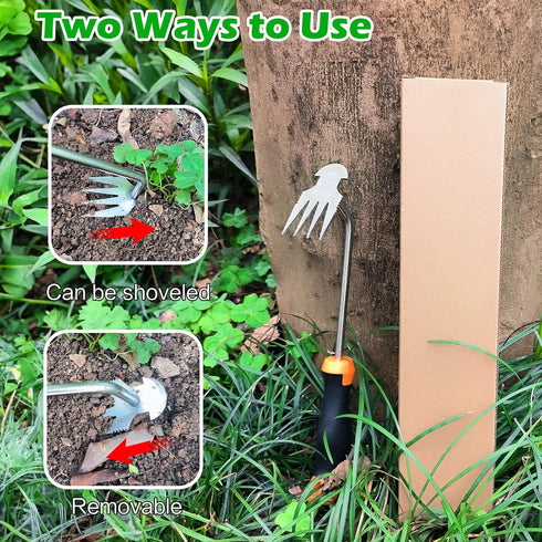Weeding Artifact Uprooting Weeding Tool, Garden Weeding Tool Weed Puller, 4 Teeths Dual Purpose Manual Hand Weeder Tool, Multifunctional Weeder fo...