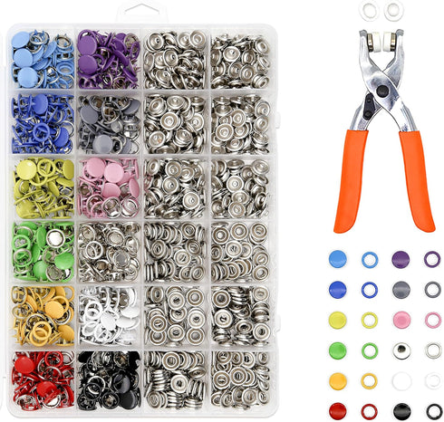 Lesnala 240 Sets 9.5mm Metal Snaps Buttons with Fastener Pliers Press Kit Tool 12 Colors, Metal Press Studs for Leather Rivets Children's Bodysuit...