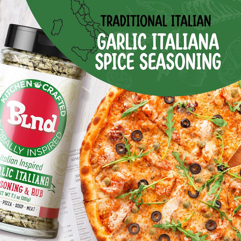 Kitchen Crafted - BLND Garlic Italiana Spice Seasoning, Gluten-Free Italian Barbecue Seasoning Rub, All-Natural Pasta, Pizza, Soup, Garlic Dry Rub...
