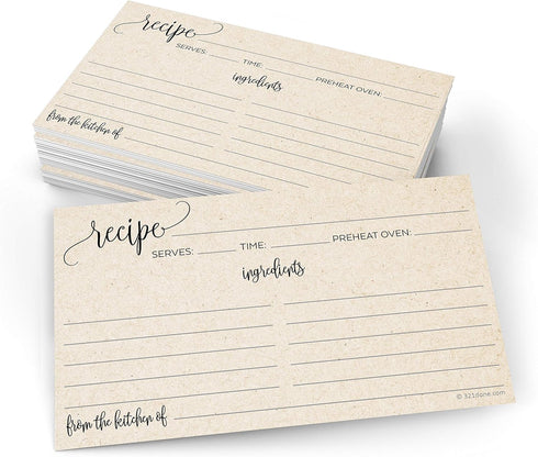 321Done Small Recipe Cards (Set of 50) 3x5 From the Kitchen Of, Modern Scribble Kraft Tan Rustic Boho Minimalist for Wedding, Bridal Shower Double...