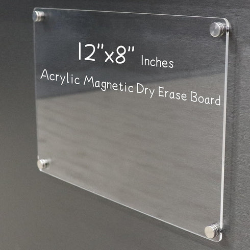 Acrylic Magnetic Dry Erase Board for Fridge 12"x8" Small Magnetic Whiteboard for Fridge Magnetic Acrylic Dry Erase Board for Refrigerator Clear Ac...