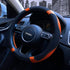 Leather Steering Wheel Cover, Breathable, Anti Slip & Odor Free, Black and Orange...