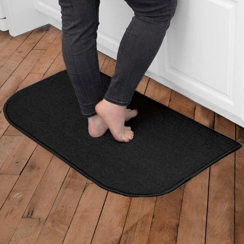 Ritz Solid Accent Rug: 18" x 30" Stain Resistant Kitchen or Living Room Floor Mat, Latex Backing, Machine Washable, Black...