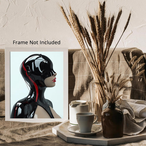 Posterizer 1 pcs-futuristic sleek woman in dark clothing 3-Abstract & Modern Art-Fantasy & Fiction Art-Gift for Women, Fashionistas, Designer Fash...