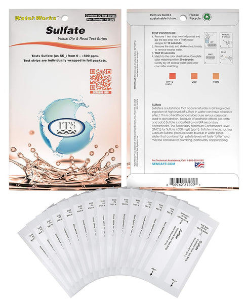 Industrial Test Systems WaterWorks 481200 Sulfate Check Test Strip, 0-400 ppm Range (Pack of 30)...