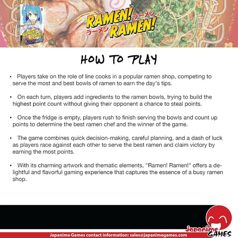 Japanime Games Ramen! Ramen! Board Game...
