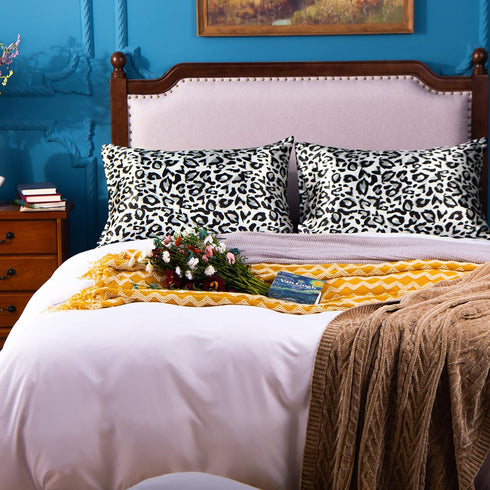 NTBAY 2 Pack Satin Standard Pillowcases for Hair and Skin, Luxurious and Silky Leopard Printed Pillow Cases with Envelope Closure, 20x26 Inches, B...