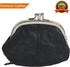Leatherboss Leather Women's Coin Holder Pouch Purse Double Frame Wallet with Zipper Pocket, Black...