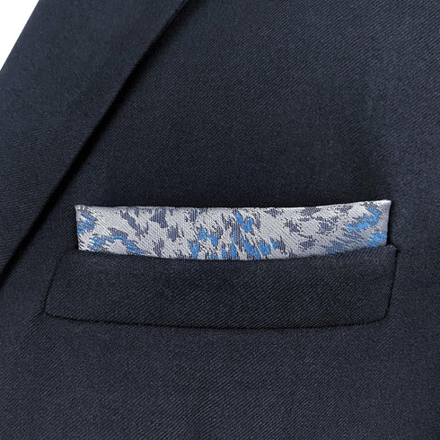 S&W SHLAX&WING Mens Ties Silver Sky Blue Matching Pocket Square Only...