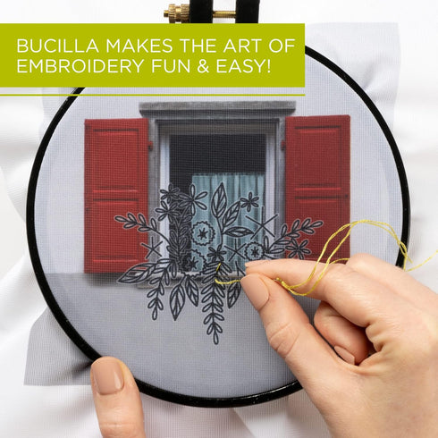 Bucilla Photographic 6" Stamped Embroidery Kit, Flower Box, Includes 4-Color Printed Fabric, 6" Hoop, Embroidery Floss, Needle, and Instructions, ...
