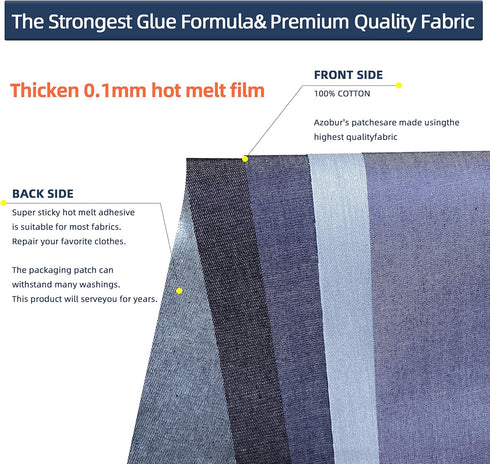 Blue Jeans Denim Patches 4 Rolls, Inside and Outside Iron On Patches, Jean Patches?Blue Denim Iron On Patches, for Jeans Clothing Hole Repairing a...
