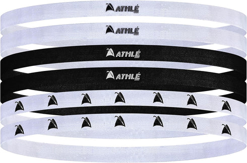 Athlé Skinny Headbands for Women and Men - 6 Pack - Elastic Headbands for Women and Men - Non Slip Silicone Grip - Lightweight and Comfortable Thi...