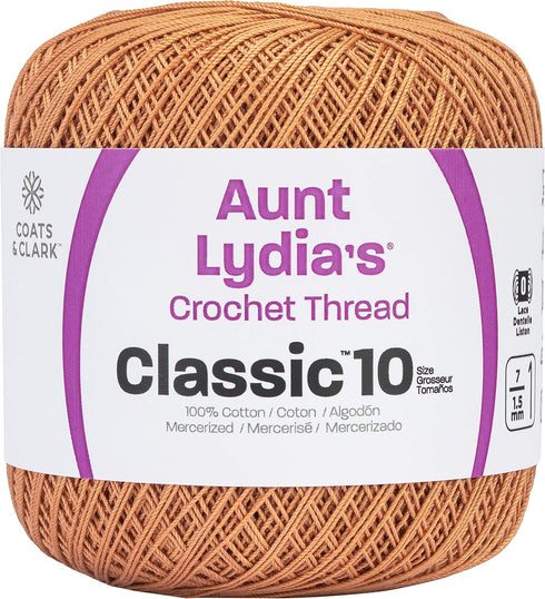 Aunt Lydia Coats Crochet 154-0310 Crochet, Cotton Classic Size 10, Copper Mist...