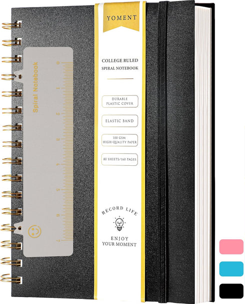 Yoment Spiral Notebook College Ruled A5 Spiral Bound Journal 160 Pages Thick Paper Plastic Hardcover Spiral Notebook 5x7 Wire Bound Notebooks for ...
