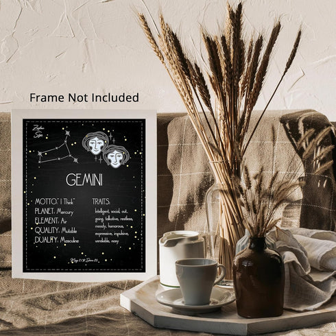 Posterizer 1 pcs-Astrology Posters-Zodiac Sign Gemini-Astrology & Zodiac Art-Astronomy- Gift for Steampunk Astrology Lovers-Living Room Bedroom De...