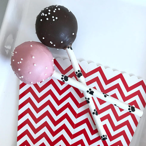 Dog Theme Paw Print Paper Drinking Straws - Black White - 7.75 inches - 50 Pack - Outside The Box Papers Brand...