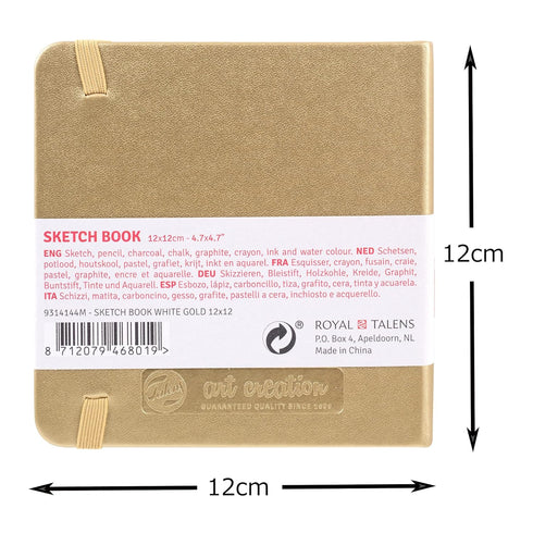 Tarrence Art Creation Sketchbook, Drawing Notebook, 4.7 x 4.7 inches (12 x 12 cm), White Gold, Thickness 4.9 oz/yd², Fine, Acid-Free Paper, 80-She...