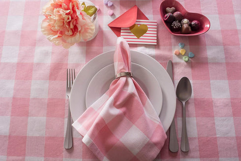 DII Buffalo Check Collection, Classic Farmhouse Cloth Napkin Set, 20x20, Pink & White, 6 Piece...