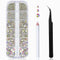 HUETFAT 2400 Pieces Flat Back Gems Round Crystal AB Rhinestones 6 Sizes (1.9-4.5 mm) with Storage Organizer Box Wax Pencil Tweezers for Nail Art C...