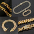 FUNOJOY Cuban Link Chain Jewelry Sets for Women Rhinestone Hoop Earrings Necklace Bracelet Set Bling Diamond Hip Hop Jewelry for Women Girls...