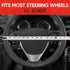 Motor Trend GripDrive Faux Black Leather Steering Wheel Cover for Car Truck Van SUV, Standard 15 inch Size, Solid Black Stitched Car Steering Whee...
