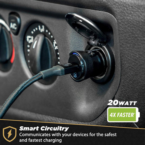 Scosche CPDC20 PowerVolt 20-Watt Certified USB Type-C Fast Car Charger with Power Delivery 3.0 for All USB-C Devices (Pack of 2)...