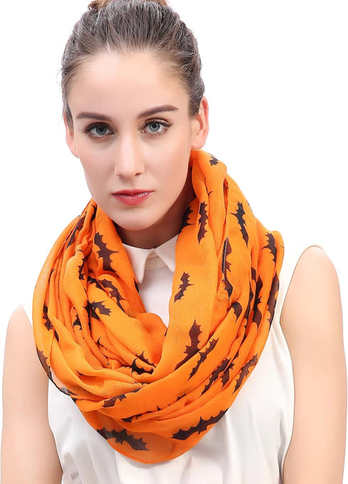 Lina & Lily Halloween Bat Print Women's Infinity Loop Scarf Lightweight...