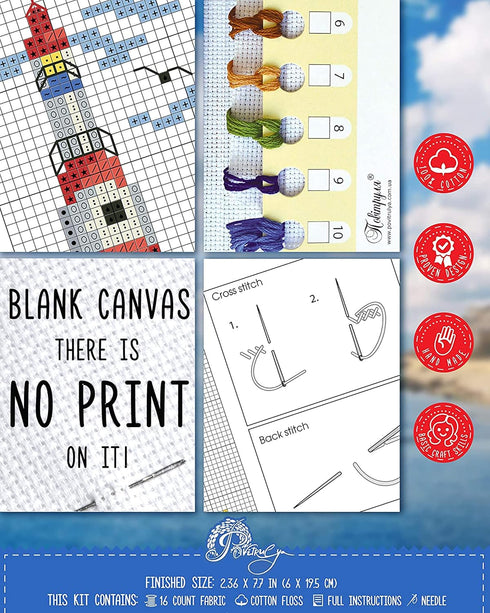 Povitrulya Counted Cross Stitch Kit - DIY Kits for Adults or Kids - Funny Embroidery Bookmark - Easy to Use - Craft Collection - Lighthouse......