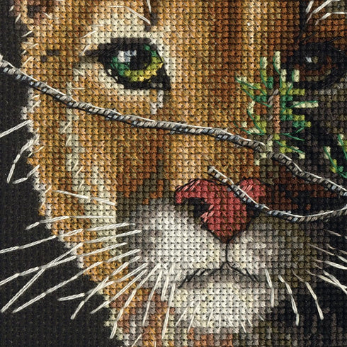 Dimensions Gold Collection in The Shadows Advanced Animal Counted Cross Stitch Kit, 5" x 7", 18 Cnt. Black Aida...