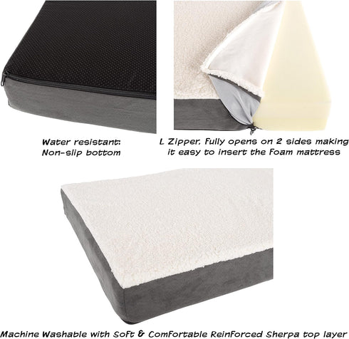 PETMAKER Dog Bed Replacement Cover ? Pet Duvet with Sherpa Top and Non-Slip Bottom, Gray Micro Suede -Dog Bed Washable Removable Cover (Small)...