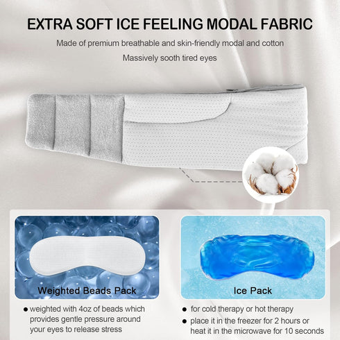 Flashmen Bluetooth Sleep Mask with White Noise Blackout Light Ice-Feeling Extra Soft Modal Lining Sleep Eye Mask Ultra-Thin Sleeping Headphones (B...